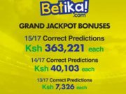 5 Sure Games from Betika Midweek Jackpot, Win Ksh15 Million