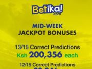 Betika Midweek Jackpot Predictions from Venas News,24/6/2020: Win Ksh15 Million