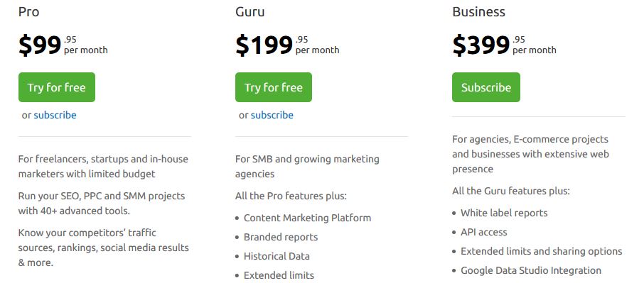 semrush free plan