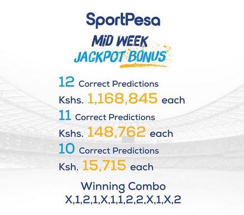 sportpesa jackpot midweek bonuses week result