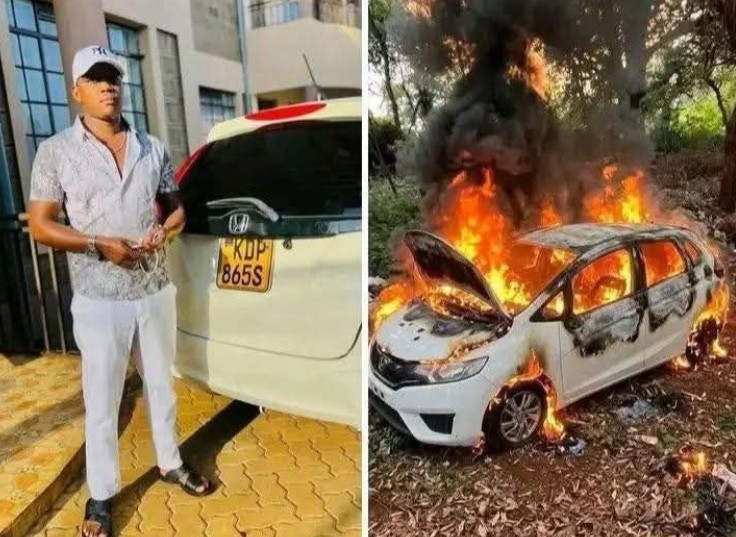 Did Sparky Eyebrows burn his car?