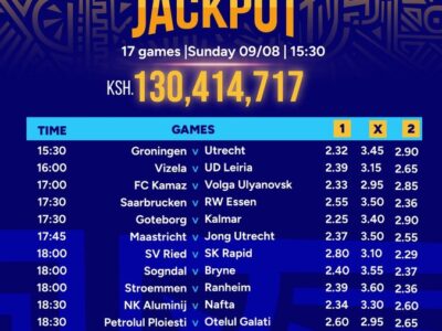 17Games Sportpesa Mega Jackpot predictions,9/8/2026: Make Ksh 130,414,717